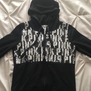NWT Victoria’s Secret PINK black  sequin sweater